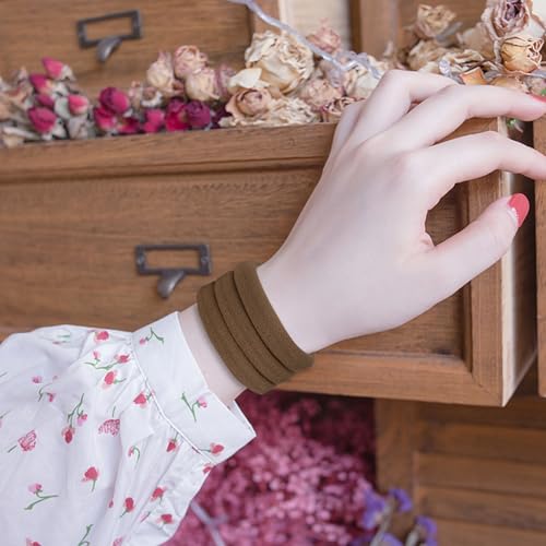 Qarwayoc No Damage Brown Hair Ties for Thick Hair - 50PCS