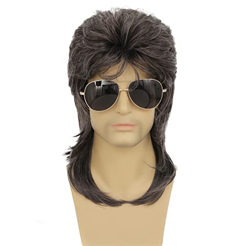 Grey Mullet Wig for Men - 70s 80s Disco Rocker Cosplay & Costume