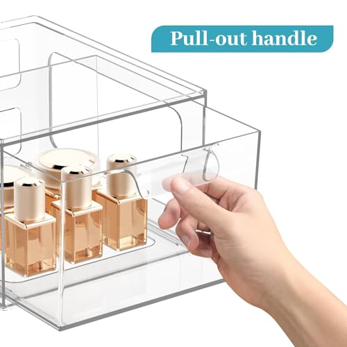 SpaceHacks 2 Pack Stackable Clear Makeup Organizer Drawers