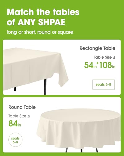 Beige Disposable Tablecloths - 6 Pack, 54" x 108" for Events