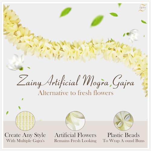 ZAINY White Mogra Gajra for Hair - Artificial Jasmine Floral Bracelet