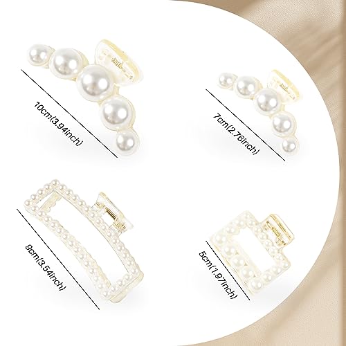 Pearl Hair Clips Set for Women - 8pcs Claw Barrettes for Thick & Thin Hair