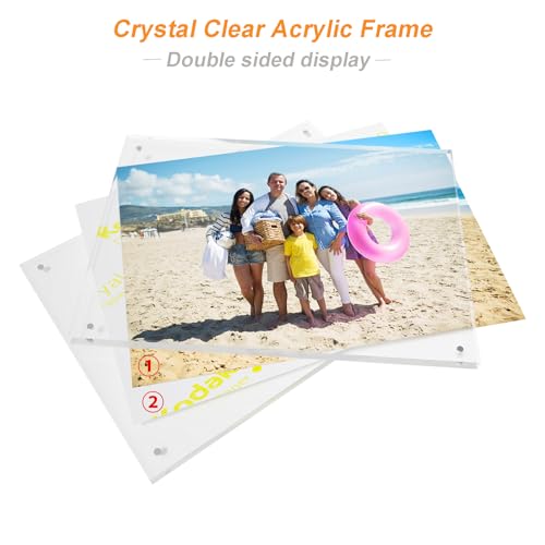 6x8 Magnetic Acrylic Picture Frame - Double-Sided Desktop Display
