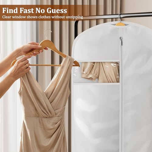 65" Wedding Dress Garment Bags - Clear Window & Foldable, 2 Pack