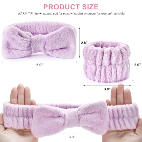 Dorbetar 6-Pack Plush Headband and Wristband Set for Skincare