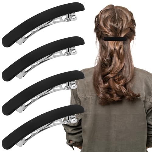 Atoden Black Matte Hair Clips 4Pcs for Thin & Fine Hair – Claw Barrettes for Women & Girls