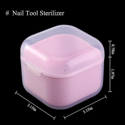 Nail Tool Sterilizer Box with Drain Basket - Pink Disinfection Case