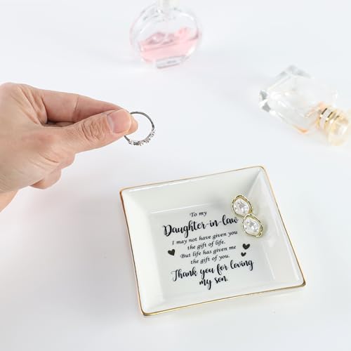 Ceramic Jewelry Dish for Daughter-in-Law - 3.9" Square Ring Tray
