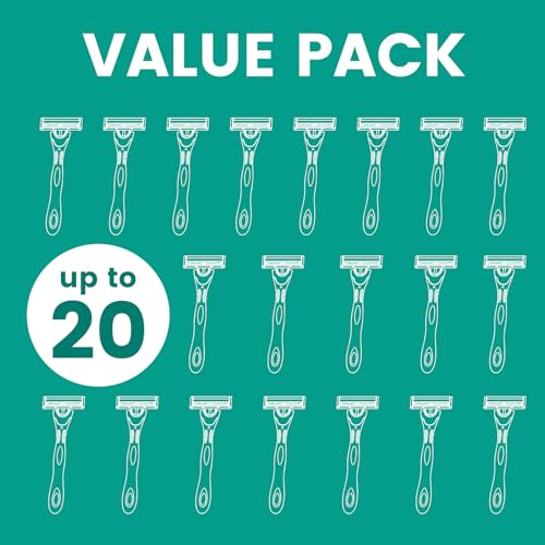 20 count Disposable Razors Blades for Men£¬3-Blade Razors£¬Bulk Stainless Steel Shavers with Lubricating Strip for Shaving Sensitive Skin