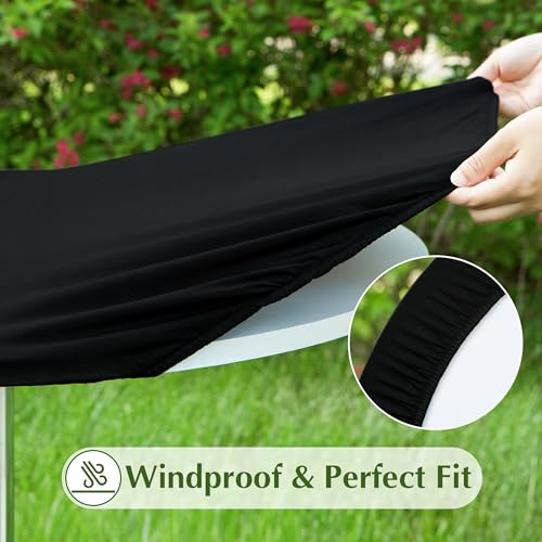 30 Inch Black Fitted Tablecloth - 2 Pack Stretch Spandex Covers