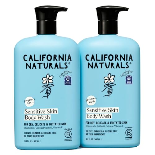California Naturals Sensitive Skin Body Wash 16.5 oz (Pack of 2) - Vegan & Gentle Cleanser with Aloe & Chamomile