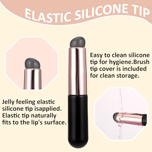 3 Pack Silicone Lip Brush Set with Cover - Reusable Makeup Applicator