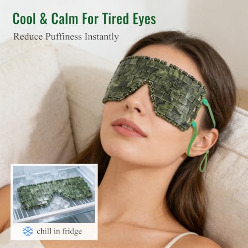 Dark Green Jade Eye Mask - Adjustable Hot & Cold Therapy Beads