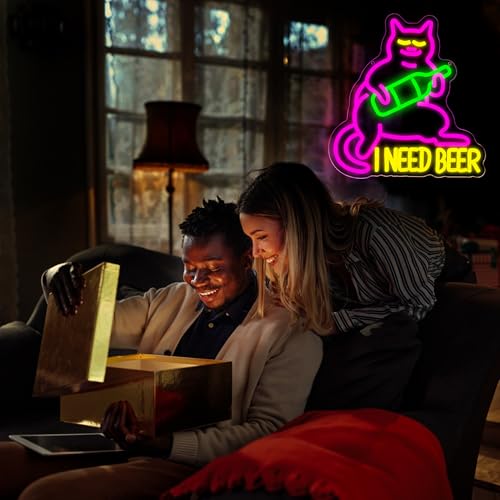 I Need Beer Neon Sign - Dimmable LED Wall Decor for Bars & Pubs