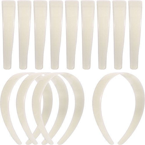 20 Pcs White Plastic Headbands for Crafts DIY Accessories Bulk 1 Inch