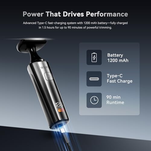 Electric Groin Hair Trimmer, LED Display Back Shaver for Men, Safety Lock, IPX7 Waterproof Wet/Dry Clippers, Rechargeable with Long Handle, Multi-Functional Back Trimmer for Men,(Pure Silver)