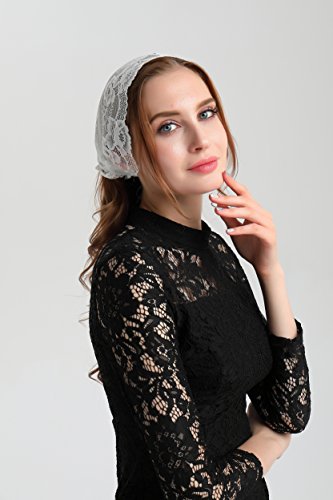 Leimandy Floral Lace Headwrap - Soft Vintage Style Headcover Veil
