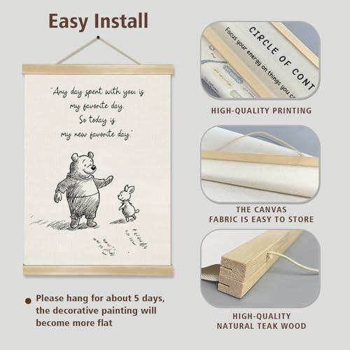 Little Bear Pooh Quote Wall Art | Natural Linen Poster 14x18.5