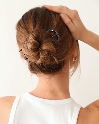 AWAYTR Tortoiseshell French Hair Pins 6-Pack U-Shaped Hair Forks for Women Updos