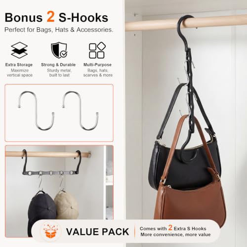 10 Pack Space Saving Black Hangers with Anti-Slip Holes
