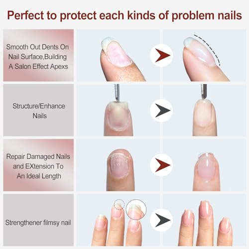 FZANEST Builder Base Gel Polish Kit, 6pcs Sheer Nude Pink Self-Leveling Gel