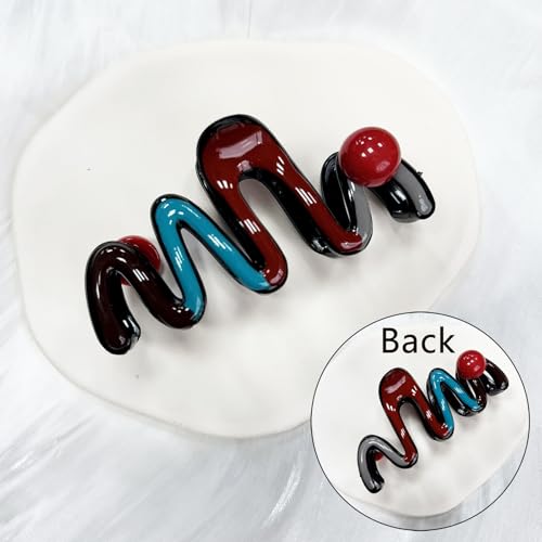 FRUZJAY Wave Acrylic Hair Clips for Women - Large Non-slip Claw Barrettes