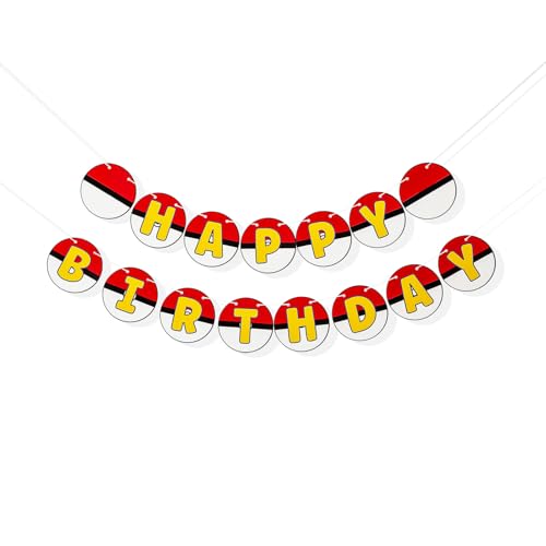 Cartoon Animation Birthday Banner - Red, White & Yellow Party Decor