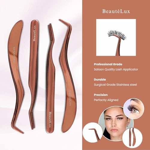 BeautéLux Eyelash Applicator Set - Rose Gold Lash Tool