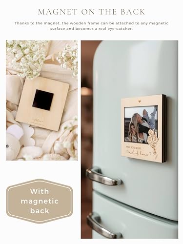 Maid of Honor Proposal Magnetic Wooden Photo Frame - 4.5 x 3.9 Inches