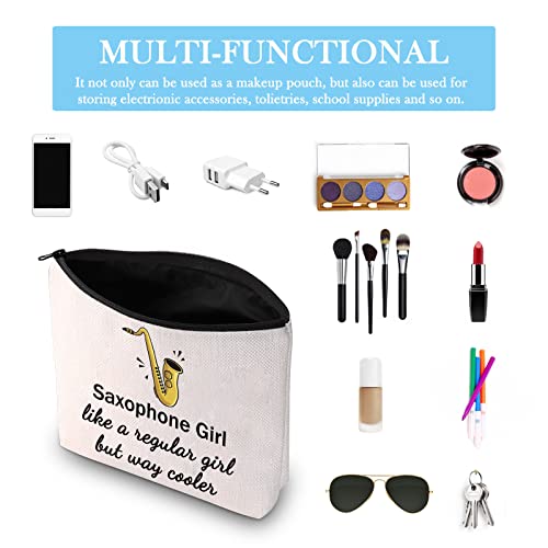 Saxophone Girl Makeup Bag - Saxophonist Gift Travel Cosmetic Organizer