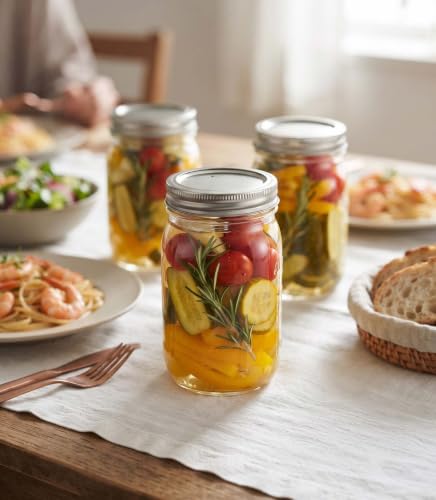 16 oz Mason Jars with Lids - 4 Pack Clear Glass Storage Containers
