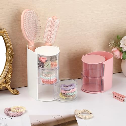 GUSHBIN 3-Tier Rotating Hair Accessories Organizer & Makeup Brush Holder