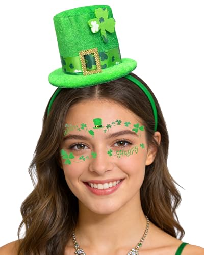 St. Patrick's Day Leprechaun Hat Headband with Sequin Shamrock