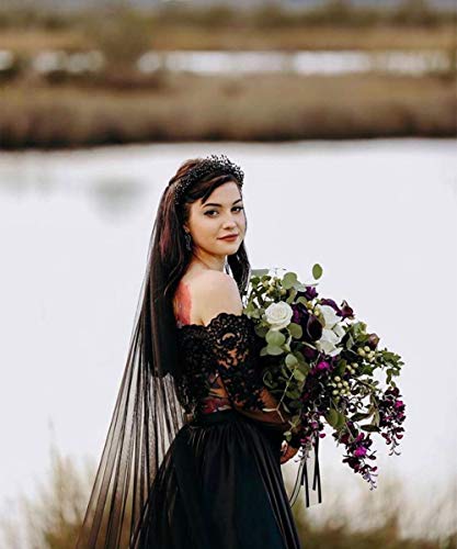 Aimimier Black Crystal Tiara Crown - Handmade Baroque Hair Hoop