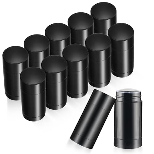 Mirrline 1oz Black Refillable Deodorant Containers Pack of 12 - DIY & Travel