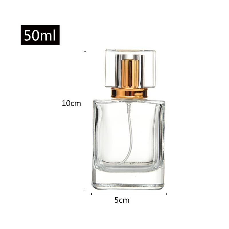 Enslz 50ml Refillable Glass Perfume Bottle - Gold Travel Atomizer with Funnels