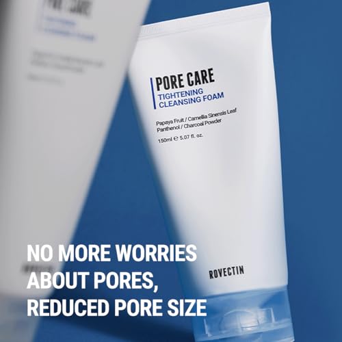 ROVECTIN Pore Tightening Cleansing Foam - Vegan AHA/BHA/PHA Face Wash