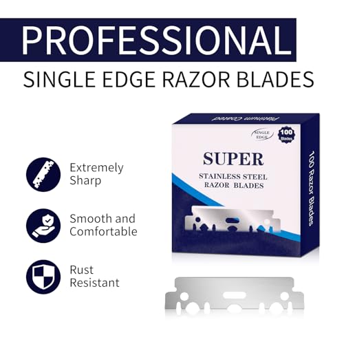 BARBERTOP 500 Single Edge Razor Blades with Stainless Steel Disposal Case