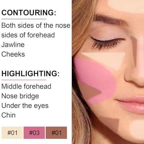 Meilury Double-Ended 6-Color Cream Contour Stick Kit with Highlighter, Blush & Bronzer - Set A