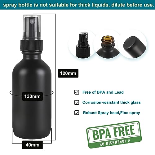 NOOEEISS Frosted Black Glass Spray Bottles 2 oz, 24 Pack - Refillable Fine Mist Containers