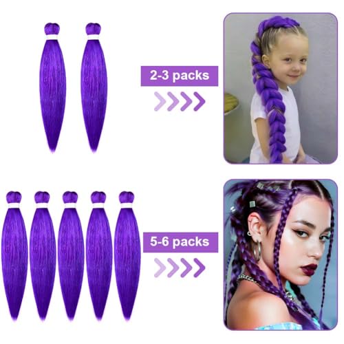 AOMIG Purple Braiding Hair 27 Inch 4PCS - Pre Stretched Crochet Extensions