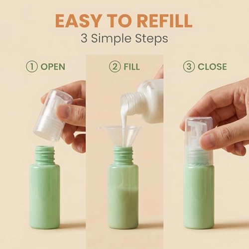 Elandy 6PCS 10ml Plastic Empty Lotion Pump Bottles - Travel Cosmetic Containers