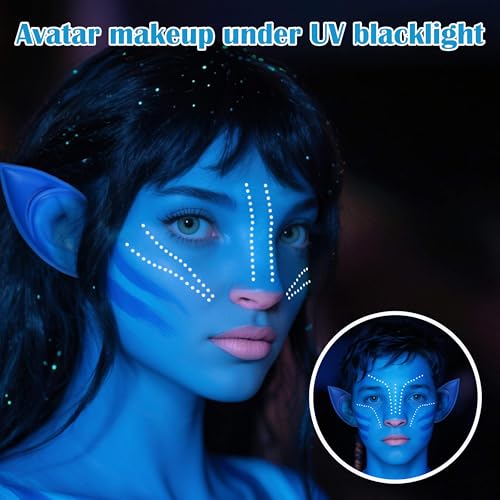 Avatar Makeup Kit - 8pcs Face Paint, Elf Ears, Lip Gloss & More