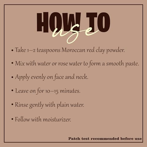 Mi Nature Moroccan Red Clay Mask for Face Hair & Body - 100% Pure Rhassoul