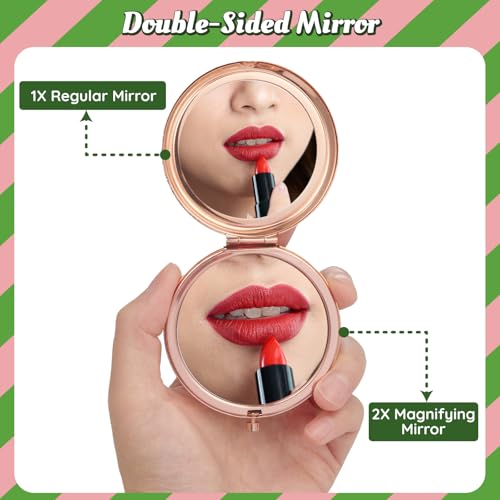 2-Piece Witch Pocket Mirror Set - Rose Gold Compact Makeup Mirror