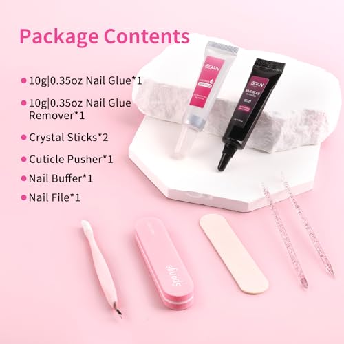 BQAN Semi Nail Glue Kit - 10g Quick-Drying Adhesive & 10ml Remover