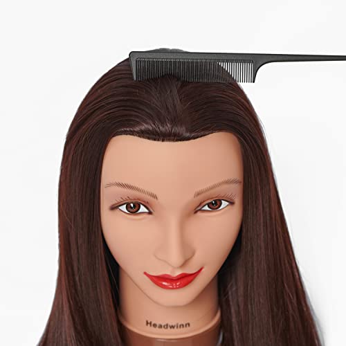 Headwinn 28" Cosmetology Mannequin Head with Brown Synthetic Hair & Clamp