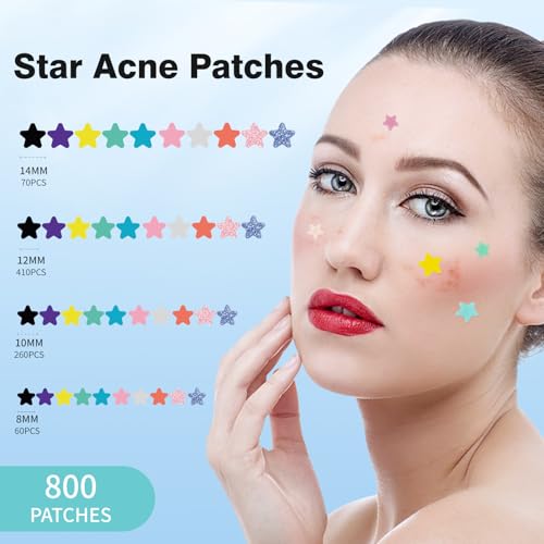 QUSTERE Pimple Patches for Face - 800 Count Hydrocolloid Acne Stickers in 10 Colors