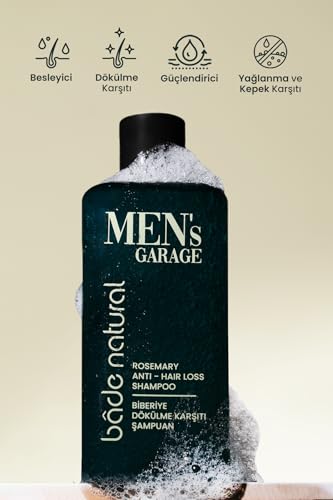 Bade Natural Men’s Garage Rosemary Hair Strengthening Shampoo – 10.14 fl oz – Biotin & Aloe Vera Formula
