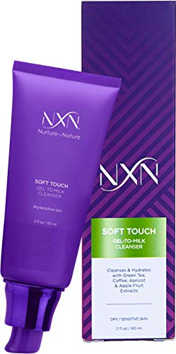 NXN Gel-to-Milk Facial Cleanser - Gentle Daily Wash for Dry & Sensitive Skin, 2 Fl Oz